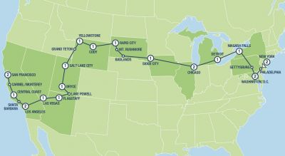 Map showing the Tour regions